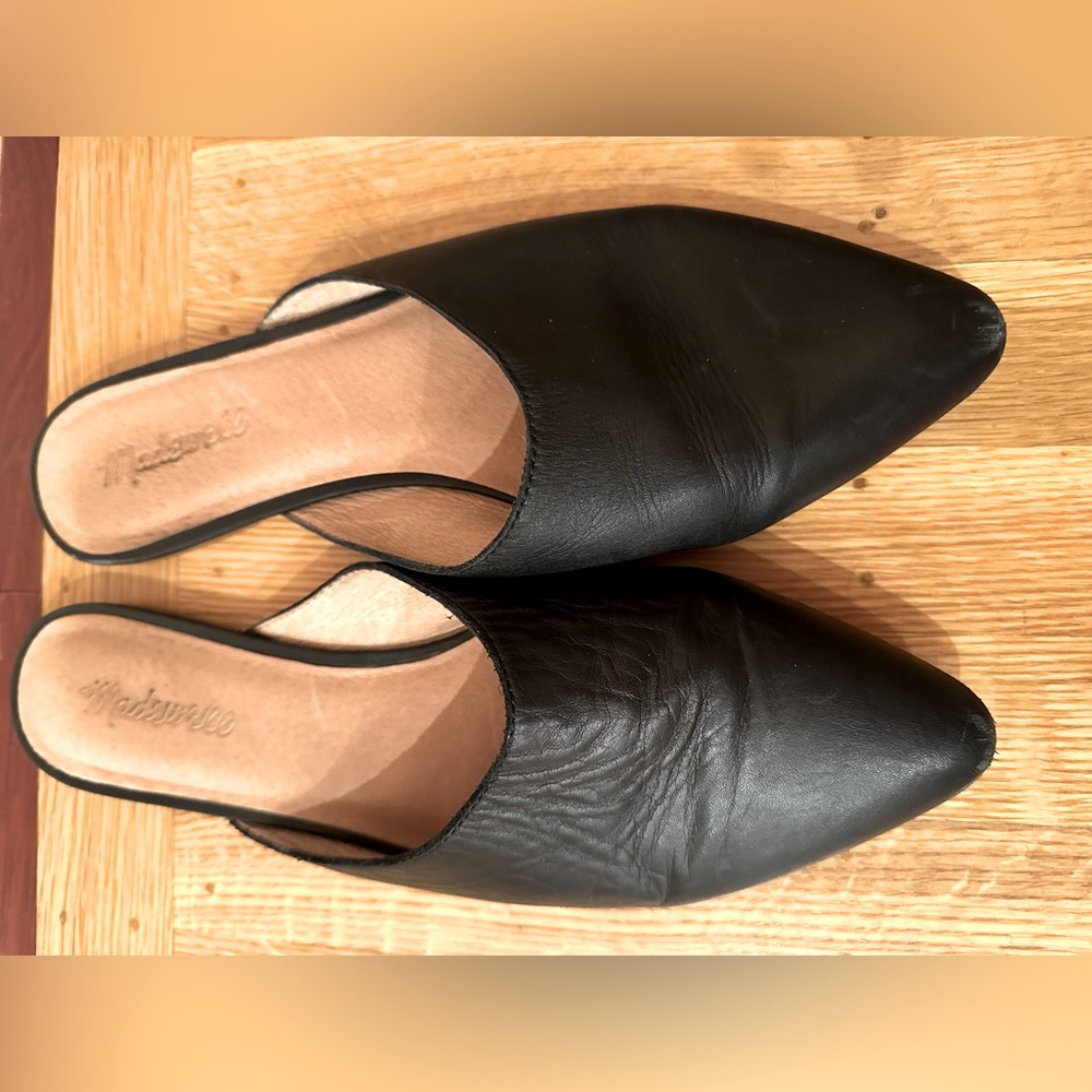 Madewell black leather mules size 10